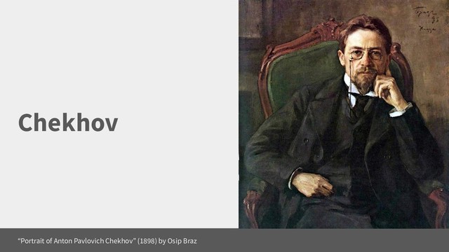Chekhov
“Portrait of Anton Pavlovich Chekhov” (1898) by Osip Braz
