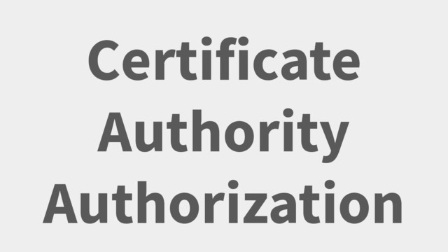 Certificate
Authority
Authorization
Your Twitter Handle Here
