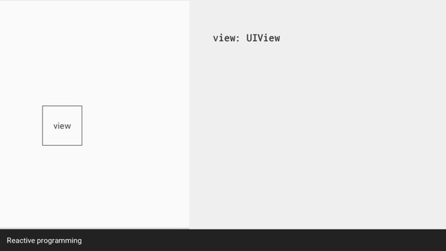 Reactive programming
view: UIView
view
