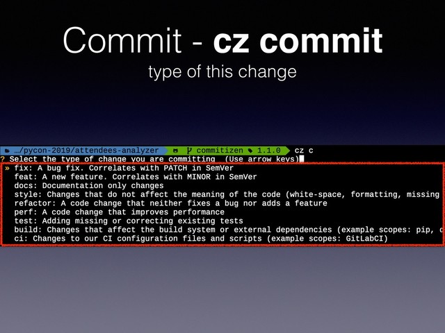 Commit - cz commit
type of this change
