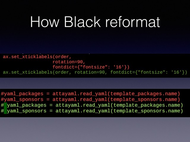 How Black reformat
