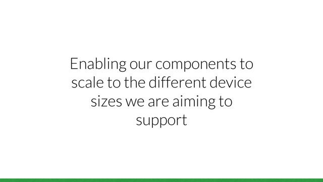 Enabling our components to
scale to the different device
sizes we are aiming to
support

