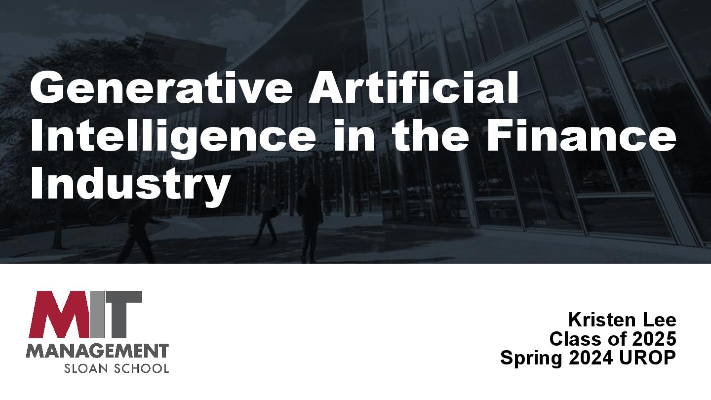 Generative Artificial Intelligence in the Finance Industry - Speaker Deck