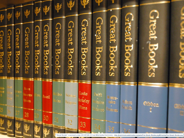 "Great Books". Licensed under CC BY-SA 2.0 via Wikimedia Commons - http://commons.wikimedia.org/wiki/File:Great_Books.jpg#/media/File:Great_Books.jpg
