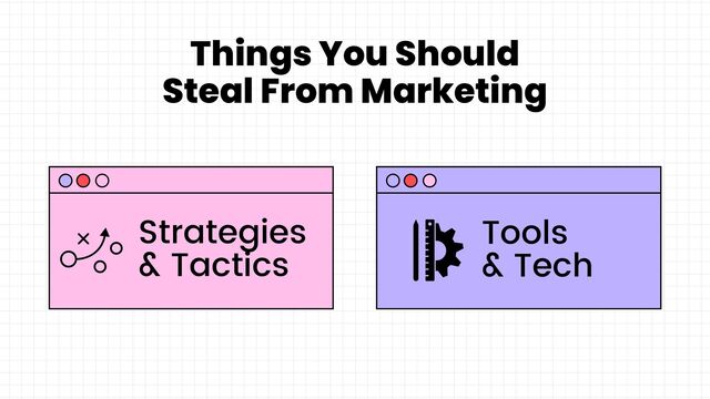 Strategies
& Tactics
Things You Should
Steal From Marketing
Tools
& Tech
