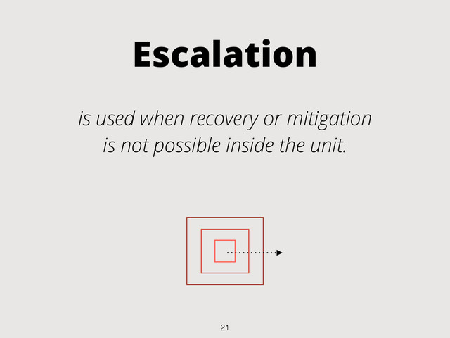 Escalation
is used when recovery or mitigation
is not possible inside the unit.
21
