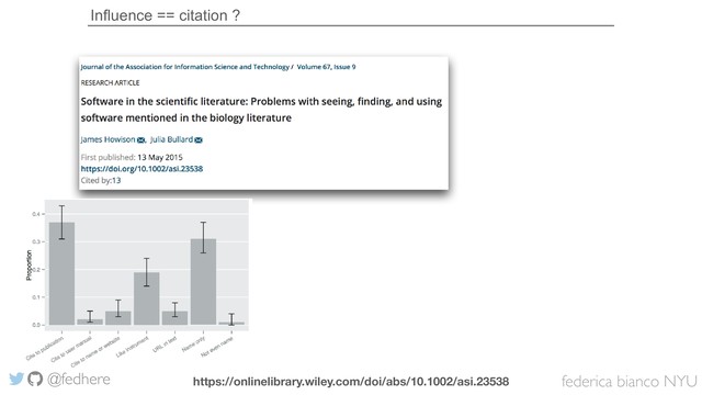 federica bianco NYU
@fedhere
Influence == citation ?
https://onlinelibrary.wiley.com/doi/abs/10.1002/asi.23538

