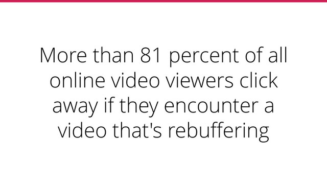 More than 81 percent of all
online video viewers click
away if they encounter a
video that's rebuﬀering
