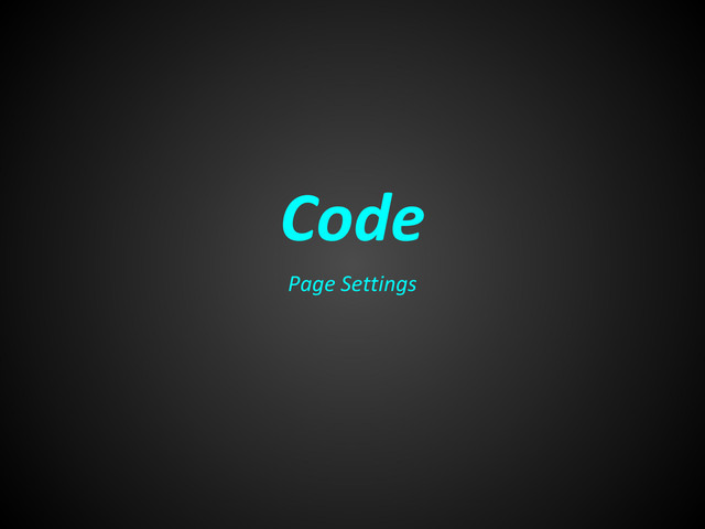 Code
Page Settings
