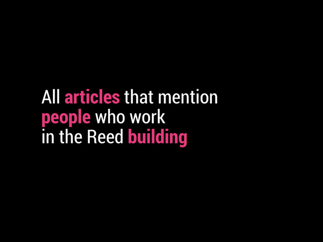 All articles that mention
people who work
in the Reed building

