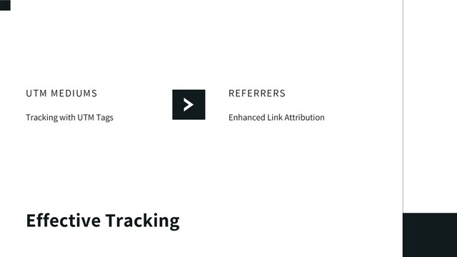 Effective Tracking
UTM MEDIUMS
Tracking with UTM Tags
REFERRERS
Enhanced Link Attribution
