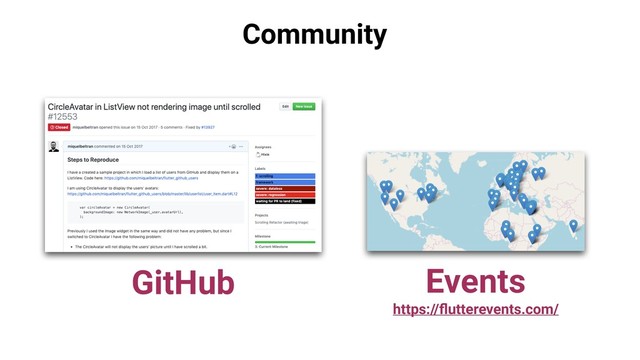 Community
GitHub Events
https://ﬂutterevents.com/
