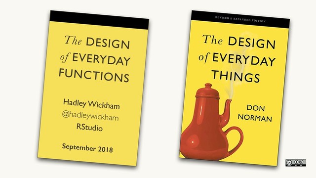 The DESIGN  
of EVERYDAY  
FUNCTIONS
Hadley Wickham 
@hadleywickham 
RStudio
September 2018
