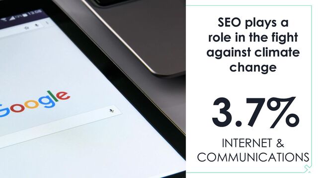 SEO plays a
role in the fight
against climate
change
3.7%
INTERNET &
COMMUNICATIONS
