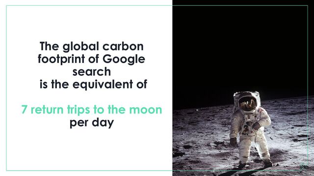 The global carbon
footprint of Google
search
is the equivalent of
7 return trips to the moon
per day

