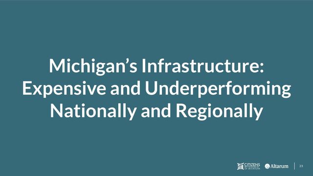 23
Michigan’s Infrastructure:
Expensive and Underperforming
Nationally and Regionally
