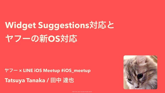 ©︎
2021 Yahoo Japan Corporation All rights reserved.
Widget SuggestionsରԠͱ
 
Ϡϑʔͷ৽OSରԠ
Tatsuya Tanaka / ాத ୡ໵
Ϡϑʔ × LINE iOS Meetup #iOS_meetup
