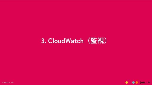 © DeNA Co., Ltd. 14
3. CloudWatch（監視）
