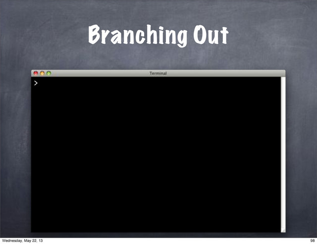 Branching Out
>
98
Wednesday, May 22, 13
