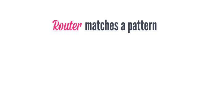 matches a pattern
Router

