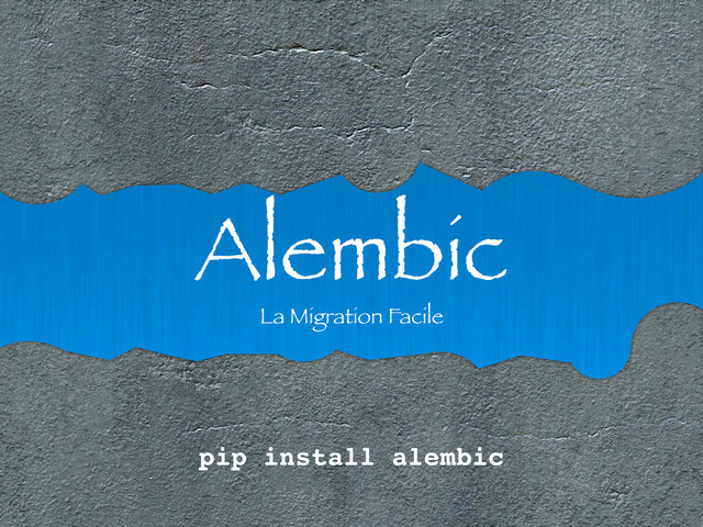 Alembic
La Migration Facile
pip install alembic
