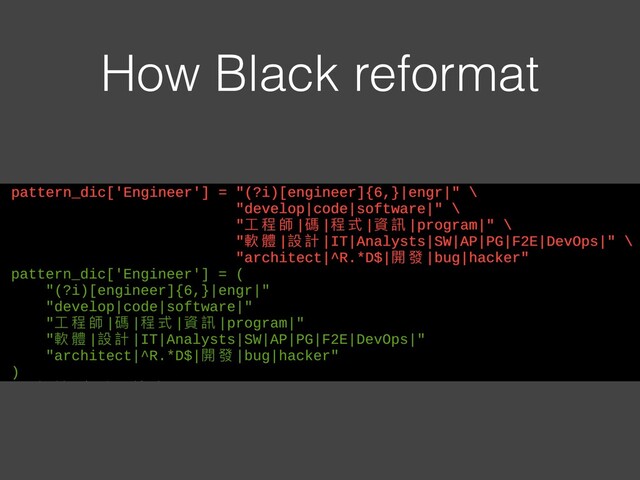 How Black reformat
