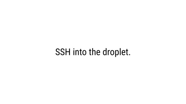 SSH into the droplet.

