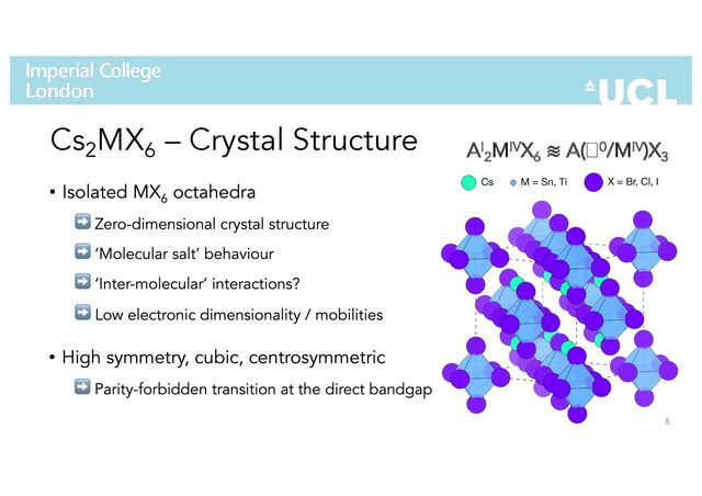 8
Cs2
MX6
– Crystal Structure AI
2
MIVX6
≋ A(00/MIV)X3
