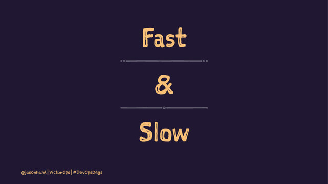 Fast
&
Slow
@jasonhand | VictorOps | #DevOpsDays
