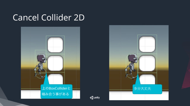 Cancel Collider 2D
্ͷBoxColliderͱ
טΈ߹͏ࣄ͕͋Δ
ଟ෼େৎ෉
