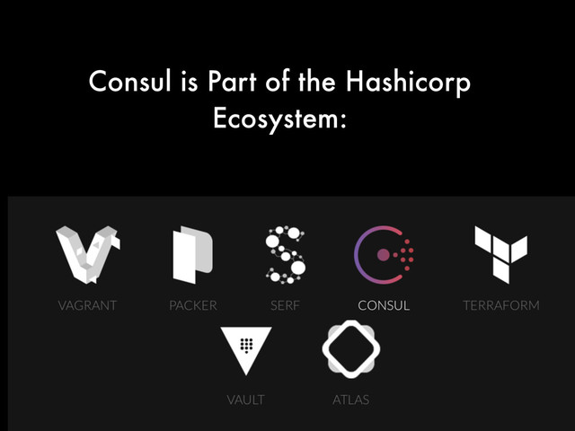 Consul is Part of the Hashicorp
Ecosystem:
