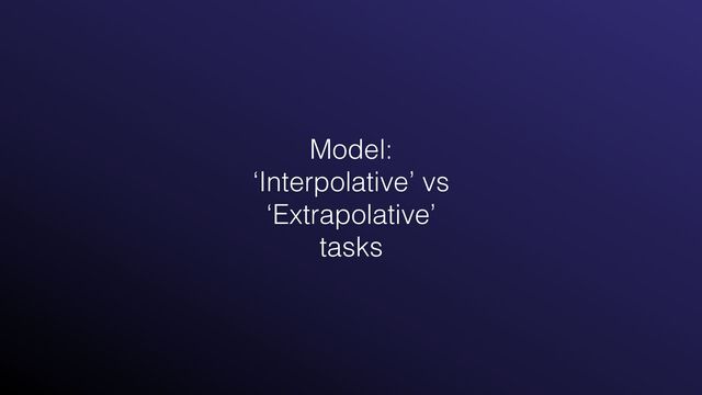 Model:


‘Interpolative’ vs


‘Extrapolative’


tasks
