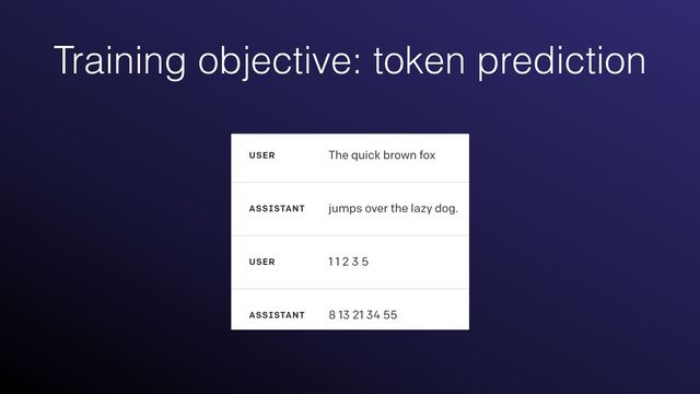 Training objective: token prediction

