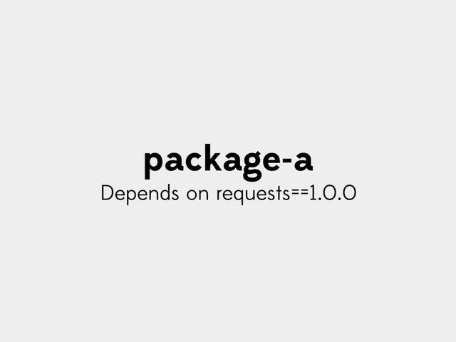 package-a
Depends on requests==1.0.0
