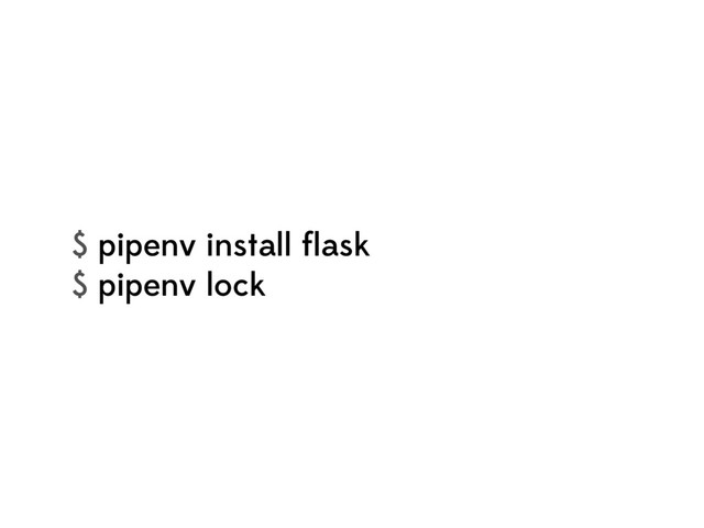 $ pipenv install ﬂask
$ pipenv lock

