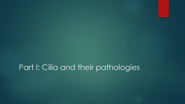 Part I: Cilia and their pathologies
