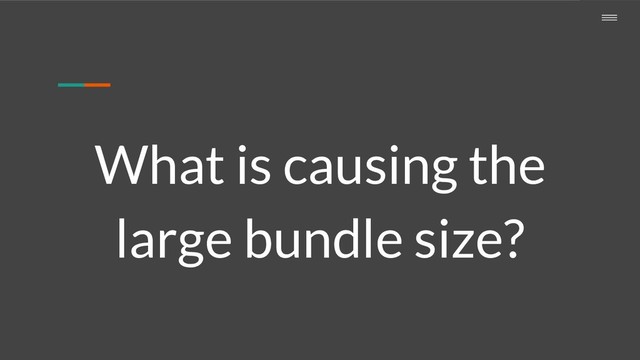 What is causing the
large bundle size?
