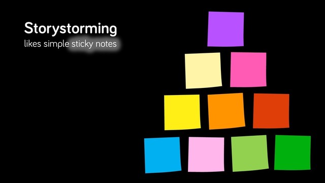 Storystorming
likes simple sticky notes
