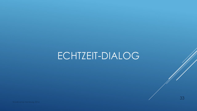 ECHTZEIT-DIALOG
WordCamp Hamburg 2014
33

