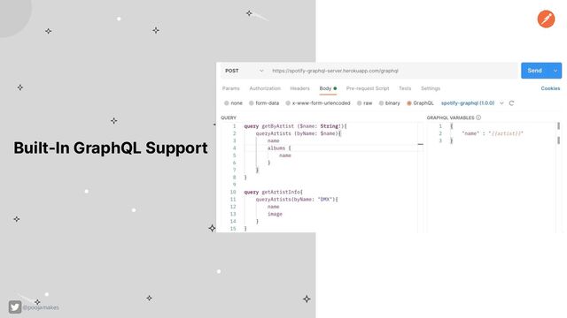 Built-In GraphQL Support
@poojamakes
