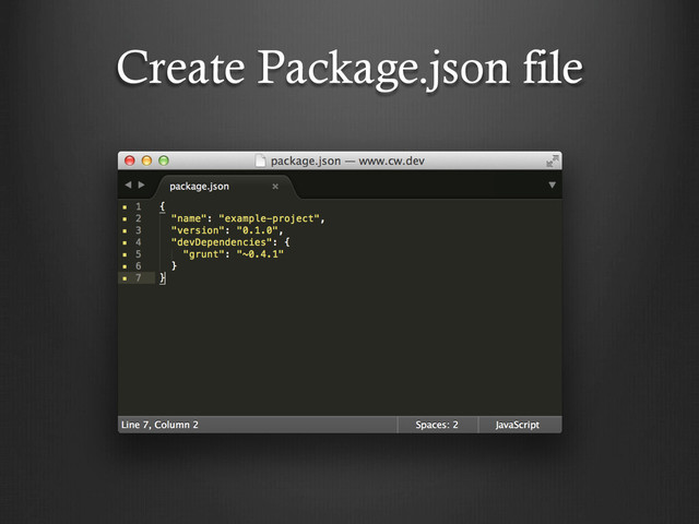 Create Package.json file

