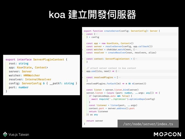 koa 建立開發伺服器
/src/node/server/index.ts
