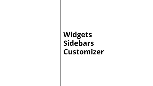 Widgets
Sidebars
Customizer

