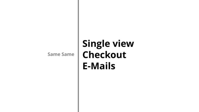 Single view
Checkout
E-Mails
Same Same

