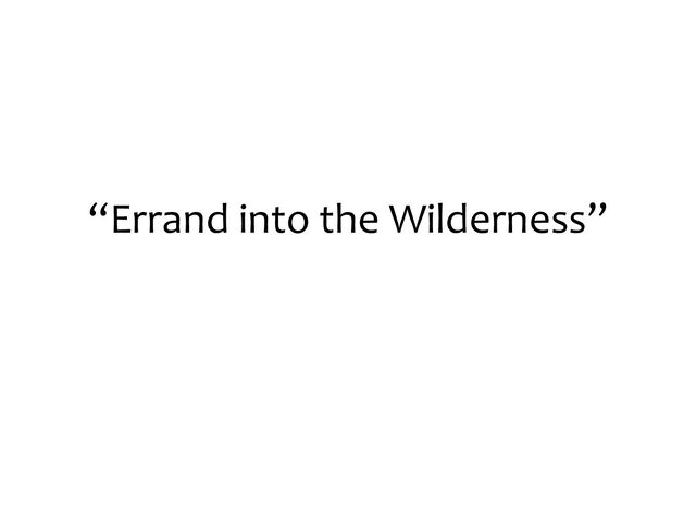 “Errand into the Wilderness”
