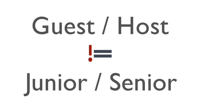 Guest / Host
Junior / Senior
