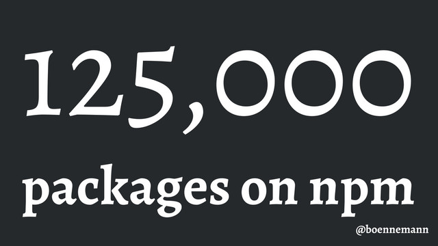 125,000
@boennemann
packages on npm
