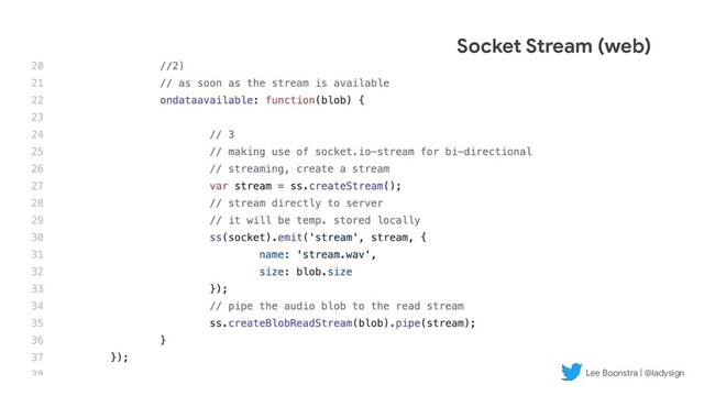Socket Stream (web)
Lee Boonstra | @ladysign
