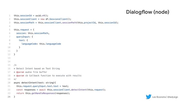 Dialogflow (node)
Lee Boonstra | @ladysign
