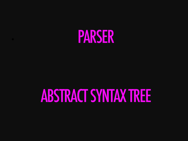 • 
ABSTRACT SYNTAX TREE
PARSER
